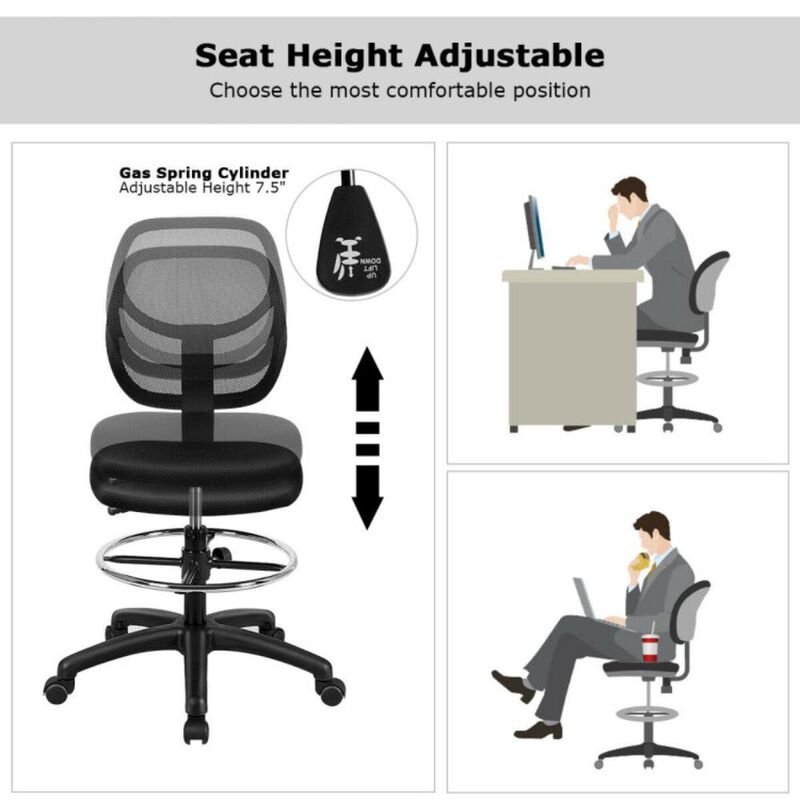 Hivvago Adjustable Height Mid Back Mesh Drafting Office Chair