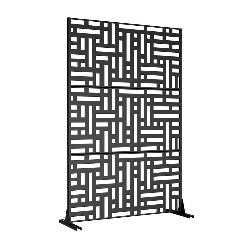 72"x47" Metal Outdoor Privacy Screen, Freestanding Outdoor Divider Privacy Fence