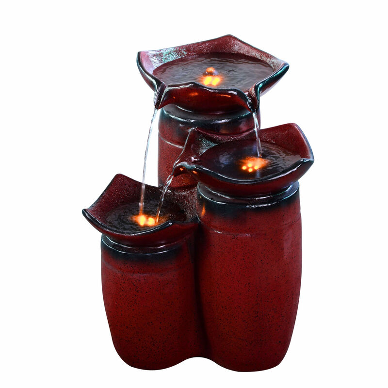 3-Tier Water Fountain with LED Lights, Red image number 4