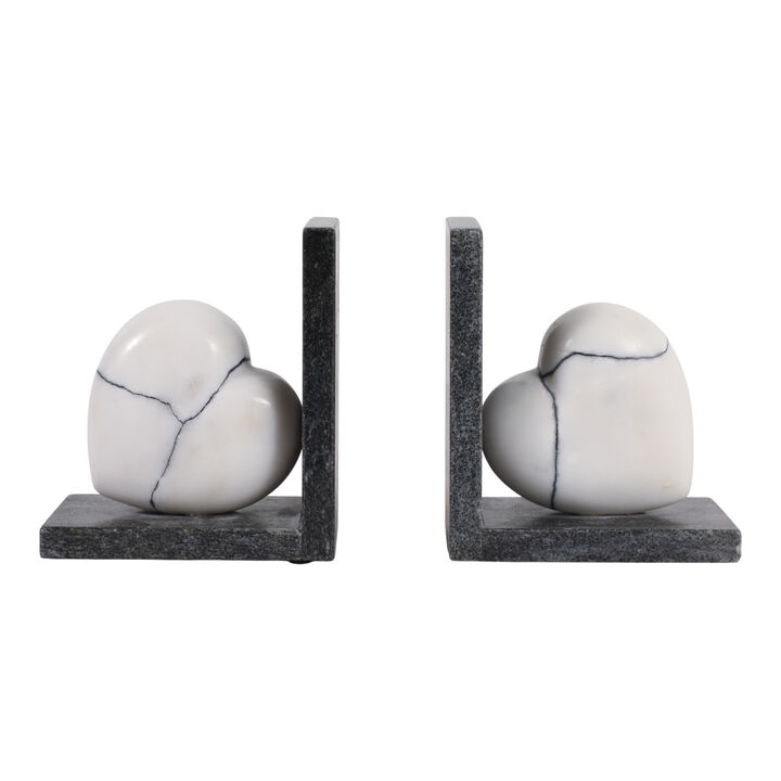 S/2 6" Cracked Marble Bookends