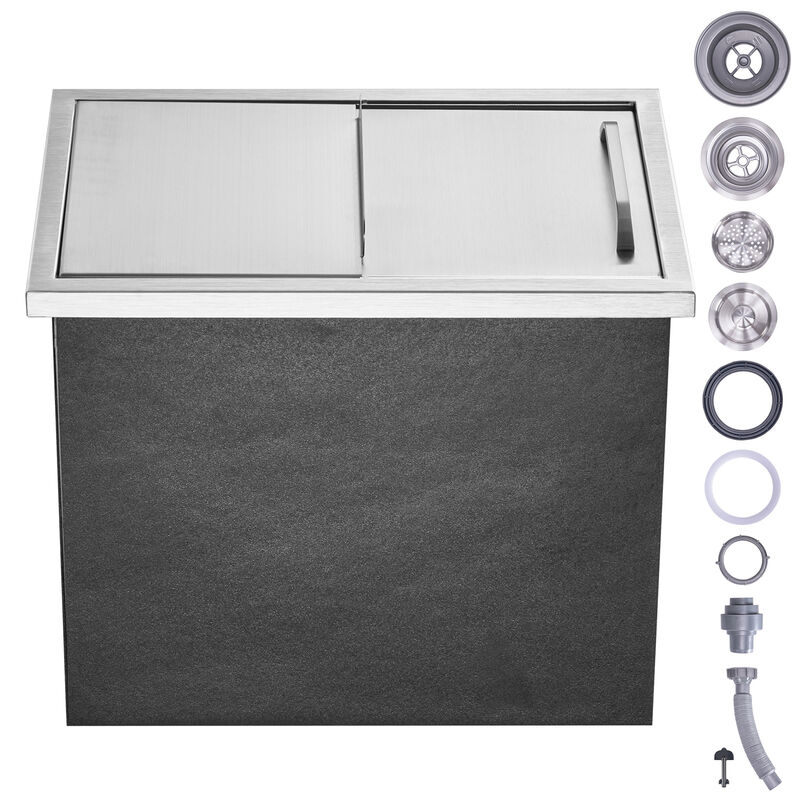 VEVOR 18"x12"x14.5" Drop in Ice Chest Ice Cooler Ice Bin Stainless Steel w/Cover image number 0