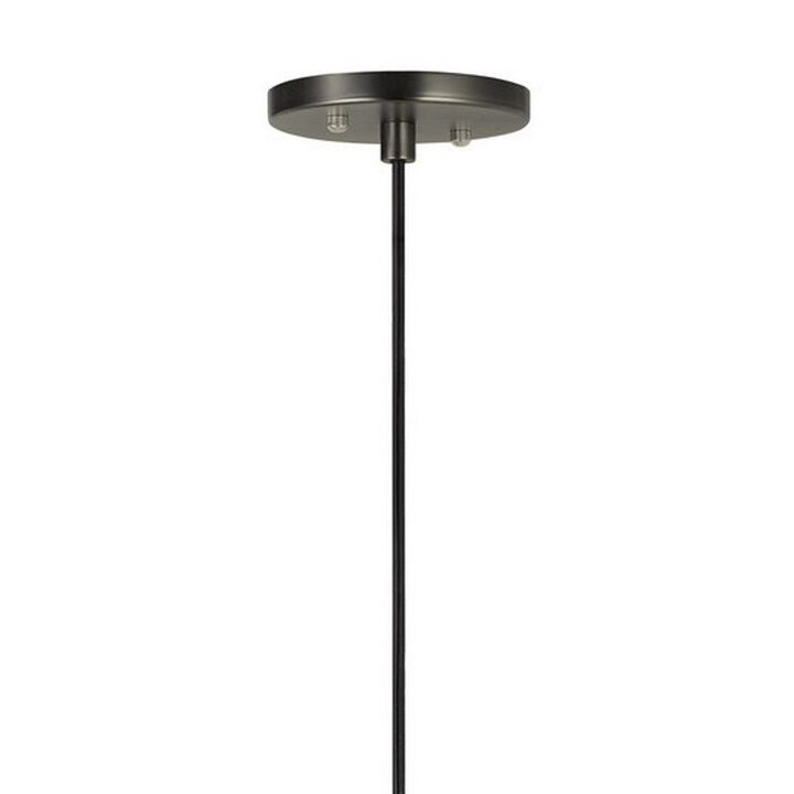 Hexagonal Metal Frame Single LED Light Pendant with Glass Diffuser, Black - Benzara