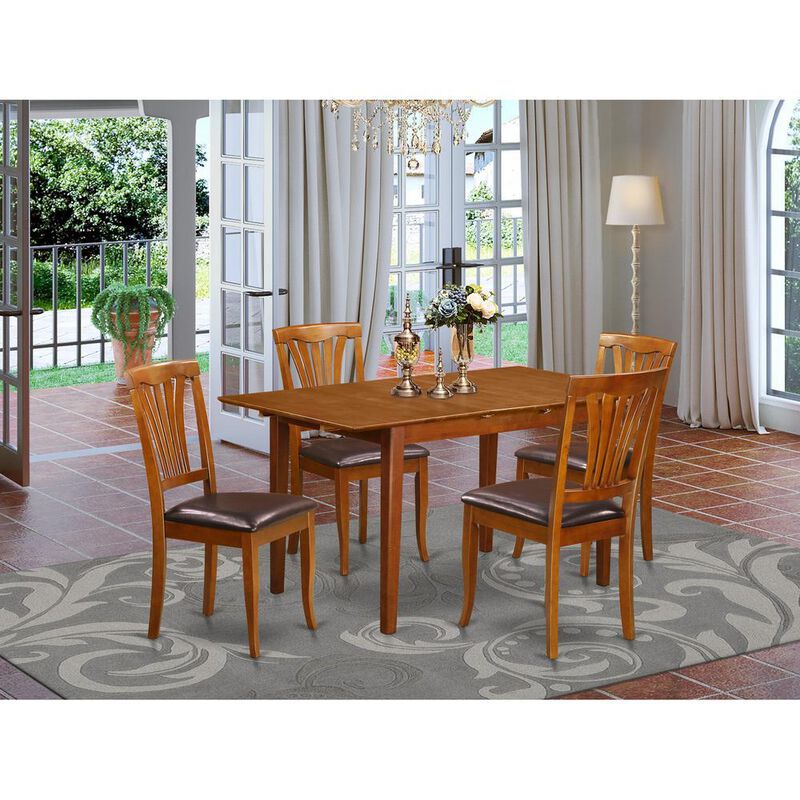5 PC small Kitchen Table set - Table with Leaf and 4 Chairs for Dining room