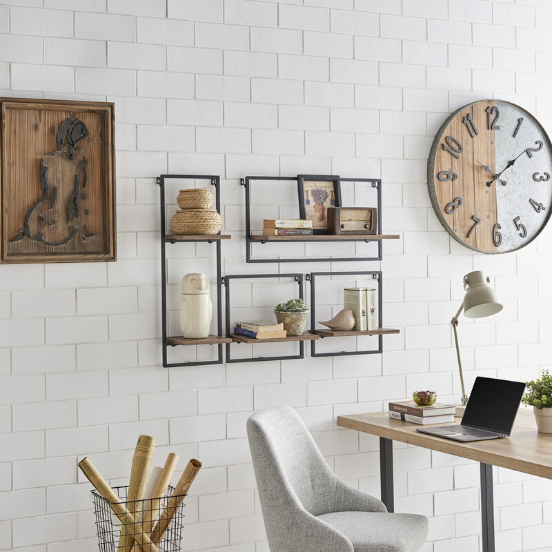 Framed Wall Art 4-Piece Modern Shelf Set with Metal Frame