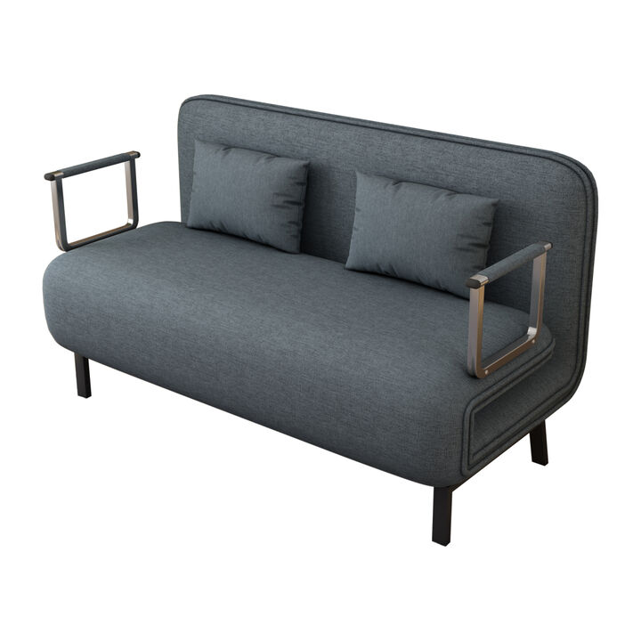 55" Sofa & Pillow, Leisure Chaise Lounge Couch with Sturdy Steel Frame for Home & Office, Comfortable Sleeper Chair