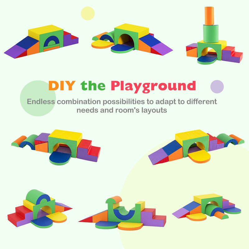 Toddler Soft Play Set, 7-Piece Foam Climbing Blocks with PU Leather image number 4