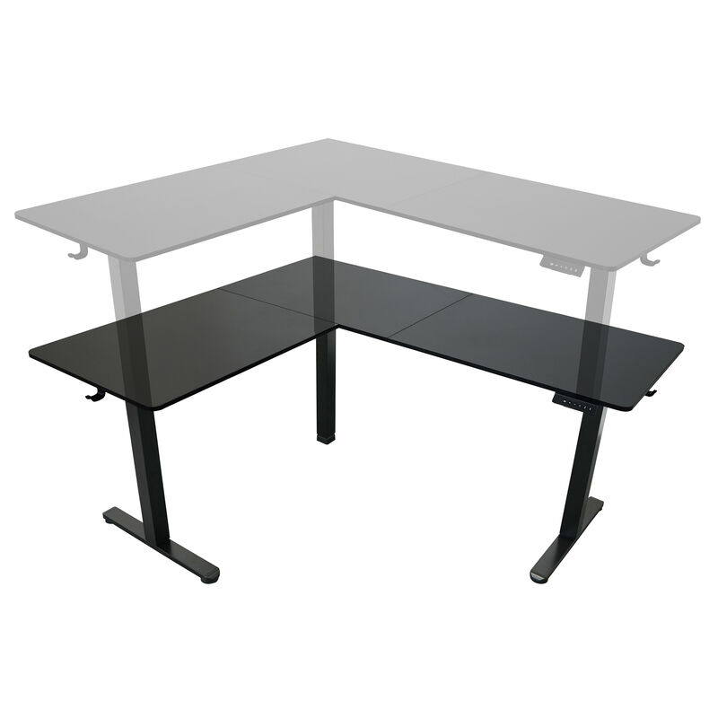 HomeRoots Adjustable Black Wood and Steel L Shape Standing Desk image number 2