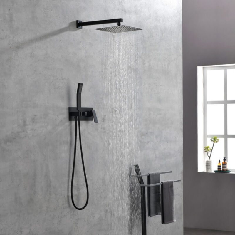 Brass Matte Shower Faucet Set with Rainfall Shower Head and Handheld Sprayer