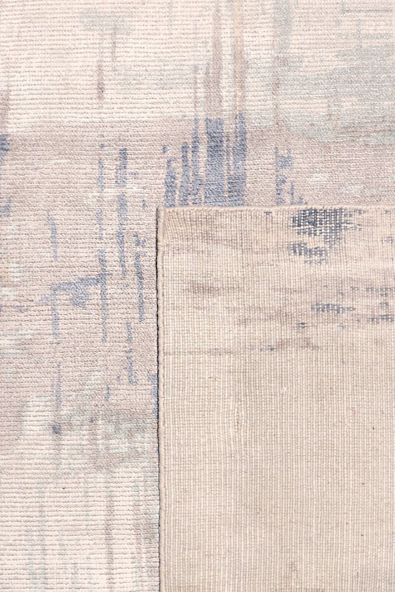 Pasargad Home Modern Hand-Loomed Ivory/Blue Bsilk & Wool Area Rug image number 3