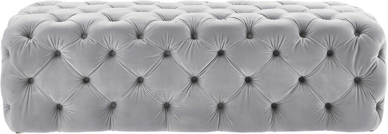 TOV Furniture The Kaylee Collection Modern Style Living Room Jumbo Velvet Upholstered Button Tufted Ottoman, Grey image number 3