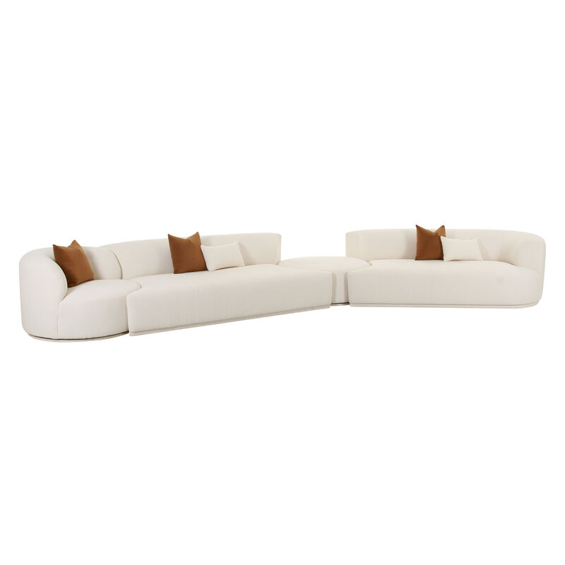 Fickle Cream Boucle 4-Piece Modular RAF Sectional image number 2