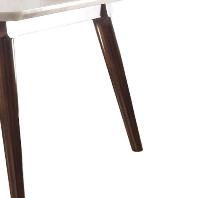Astonishing Dining Table, White Marble & Walnut Brown - Benzara