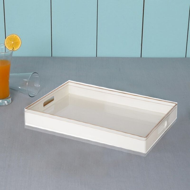 Mimosa Rectangle Tray With Cutout Handles, White image number 1