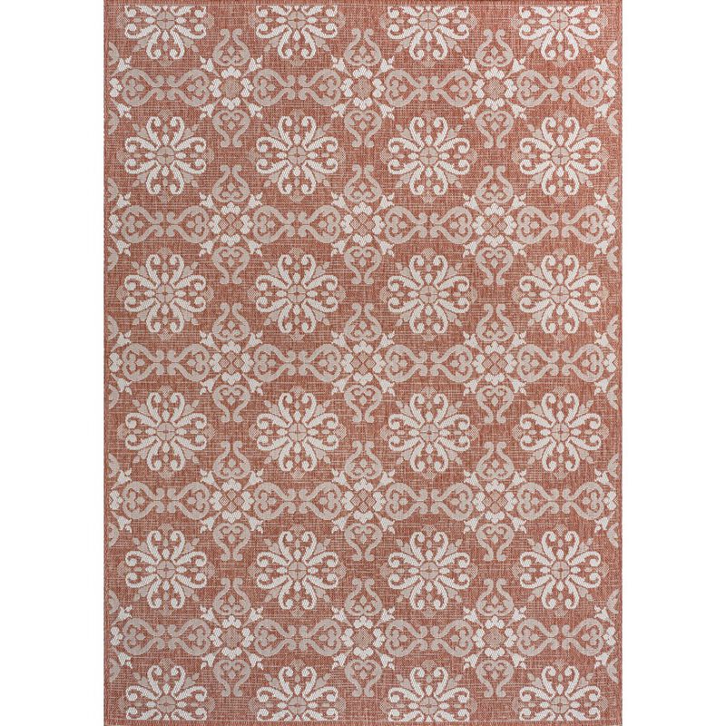 Amora Traditional Mediterranean Tile Design Indoor/Outdoor Area Rug