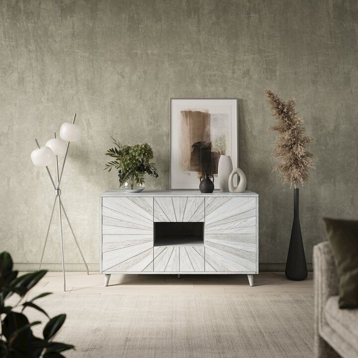 Jofran Reece 50 Mid-Century Modern Starburst TV Stand Console Storage Cabinet