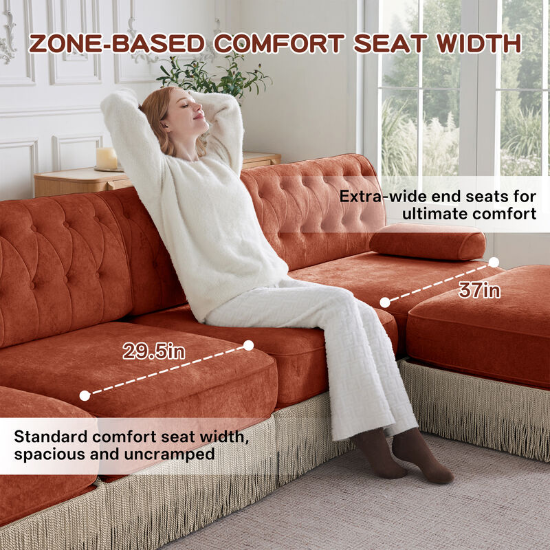 Gabwi 135" L Shaped Velvet Sectional image number 3