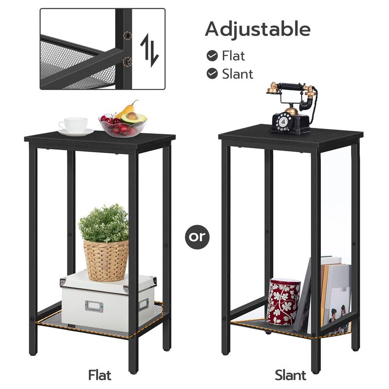 Tall Industrial End Table with Mesh Shelves, Side Table with Metal Storage image number 3