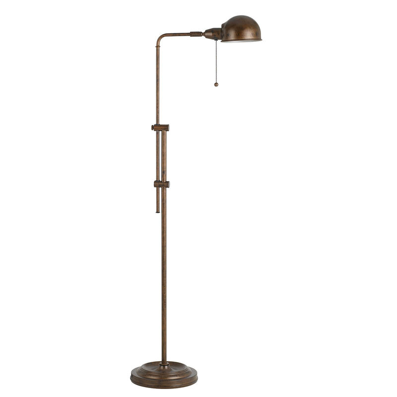 HomeRoots 58" Rust Metal Adjustable Swing Arm Floor Lamp With Rust Metal Dome Shade image number 2