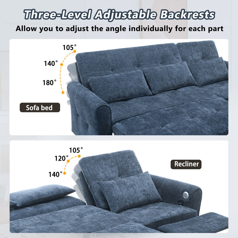 Merax hree-seater Sofa with a Sofa Bed and a Reversible Recliner Sofa