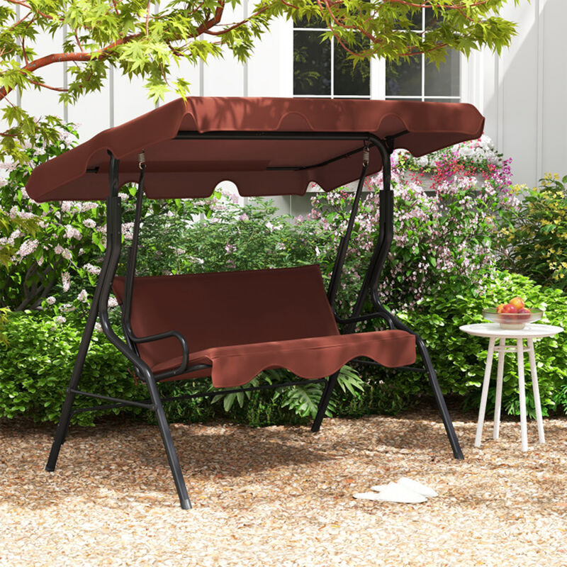 Mondawe 3 Seat Outdoor Patio Canopy Porch Swing with Cushioned Steel Frame