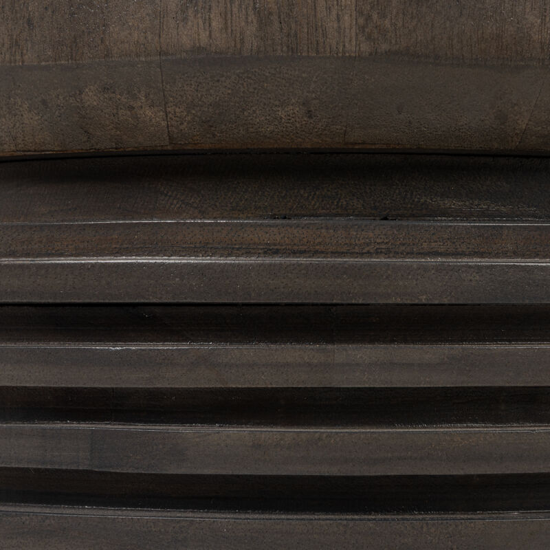 Round Ribbed Mango Wood Side Table image number 4