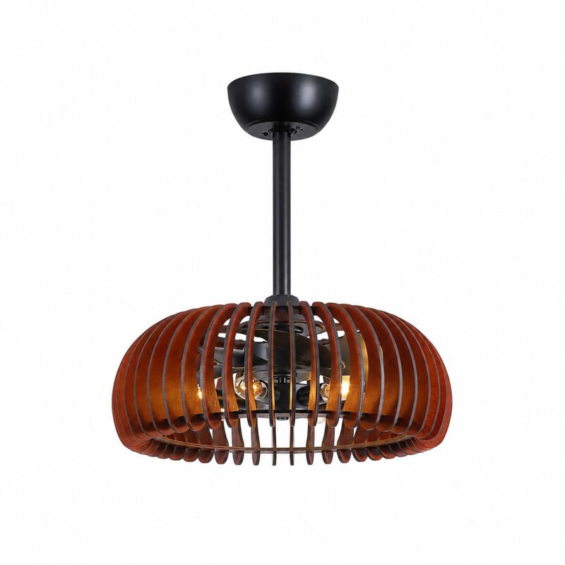ELEMENT ACE Rustic Plywood Fandelier Ceiling Fan with E12 Sockets, Reversible Motor, Remote and Adjustable Hanging image number 0