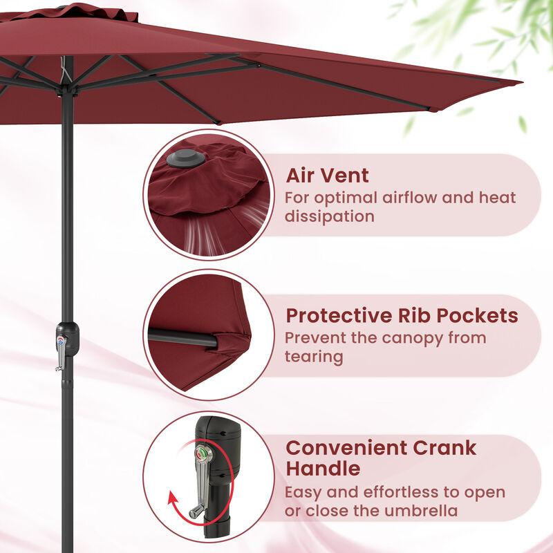 Patio Umbrella with Easy Crank Handle and 8 Sturdy Ribs for Durable Outdoor Shade