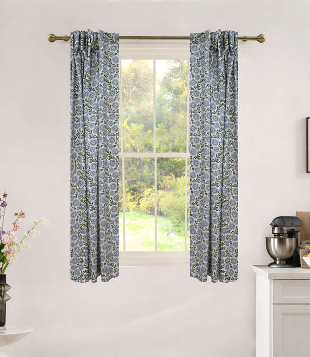 Fabdivine Handmade Floral Drape Soft Semi Sheer Linen 54x57 Inch Curtain for Rustic Farmhouse, Rajat