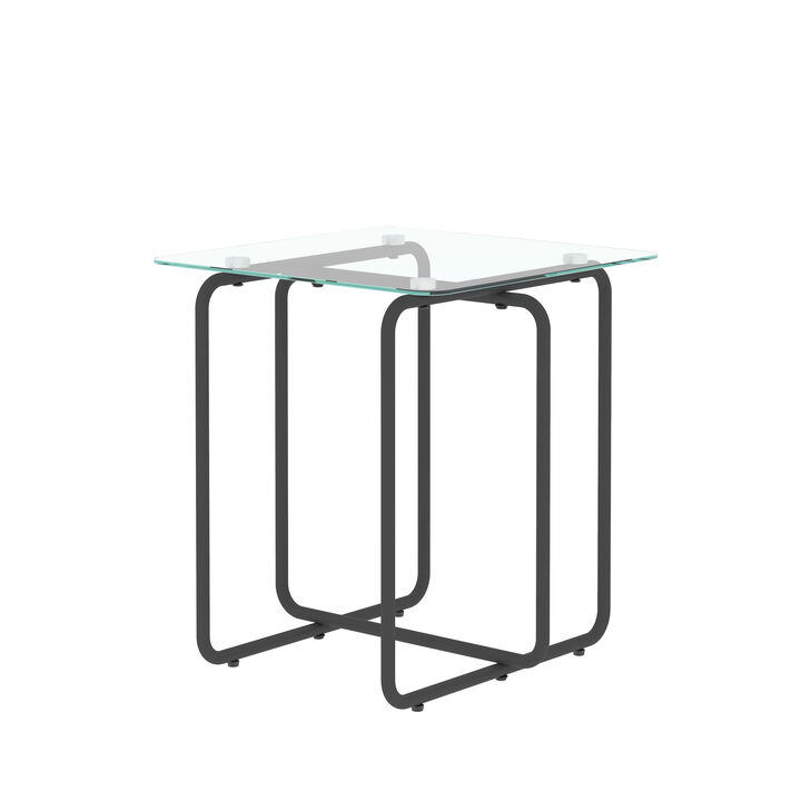 Hivvago Modern Tempered Glass Coffee Table End and Bed Side Table