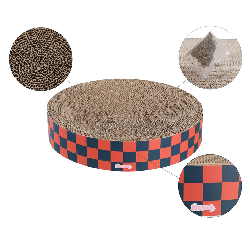 Nelson Modern Cardboard Round Bowl Cat Scratcher with Catnip