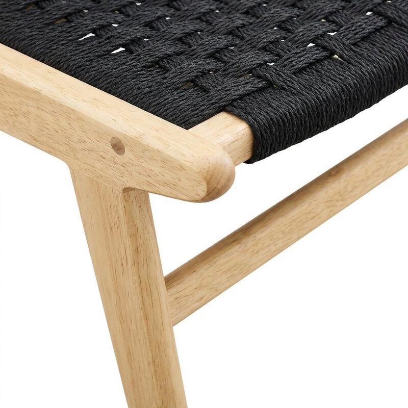 Woven Rope Wood Dining Side Chairs, Walnutt Black, Set of 2 image number 6