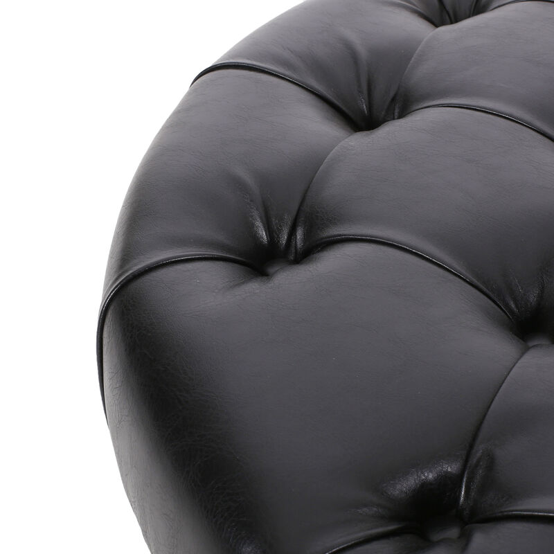 Merax PU Leather Round Ottoman for Living Room
