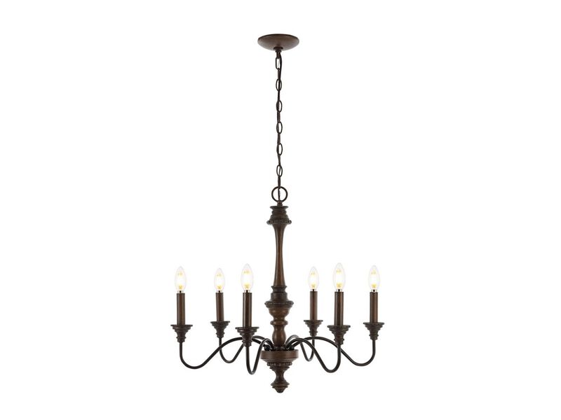 Oakley 6-Light Midcentury Farmhouse Iron LED Chandelier