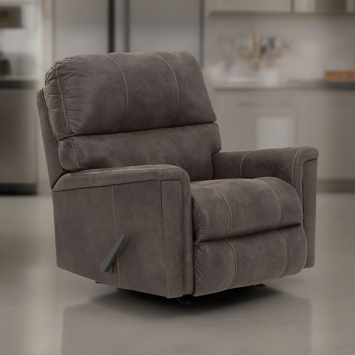 Nav Manual Rocker Recliner Chair, Weathered Smoke Gray Faux Leather