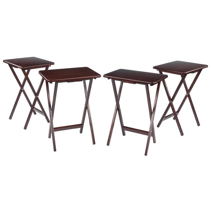 Winsome Trading  Set of 4 Single TV tables Rect Walnut  94120
