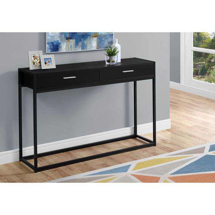 Monarch Specialties I 3512 Accent Table, Console, Entryway, Narrow, Sofa, Storage Drawer, Living Room, Bedroom, Metal, Laminate, Black, Contemporary, Modern