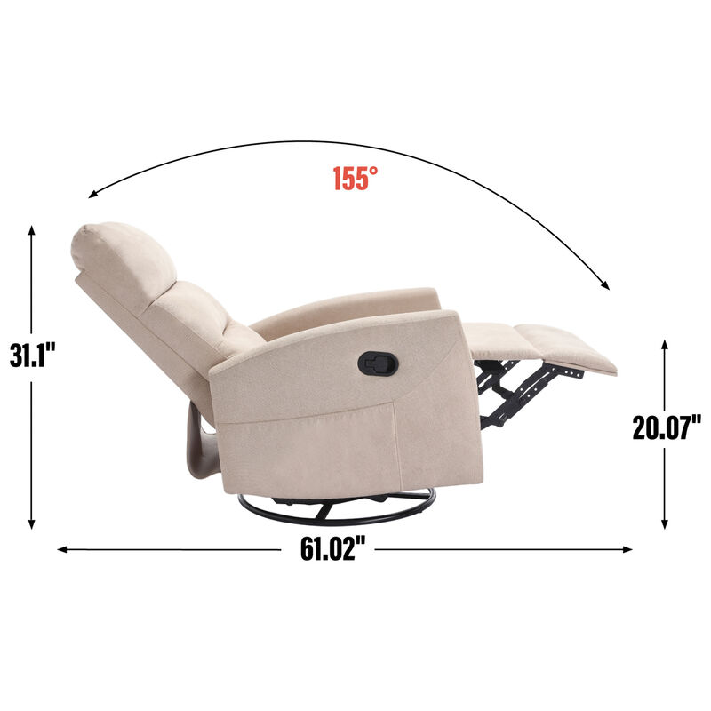 GOODSILO Manual Recliner Chair with Swivel and Rocking Function for Comfortable Living Room Seating image number 9