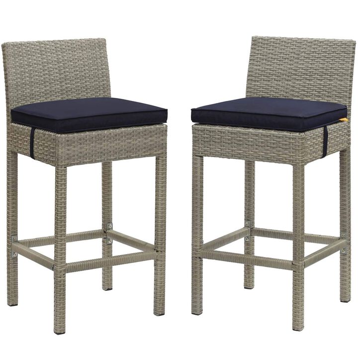 Modway EEI-3604-LGR-PER Conduit Outdoor Patio Wicker Rattan Bar Stools, Set of 2, Light Gray Peridot