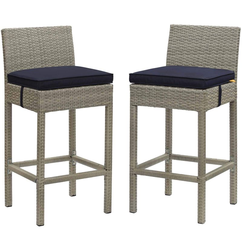 Modway EEI-3604-LGR-PER Conduit Outdoor Patio Wicker Rattan Bar Stools, Set of 2, Light Gray Peridot image number 0