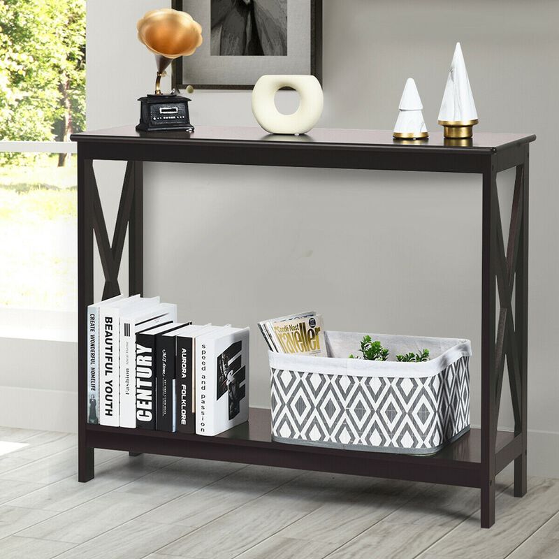 2-Tier Console X-Design Sofa Side Accent Table image number 2