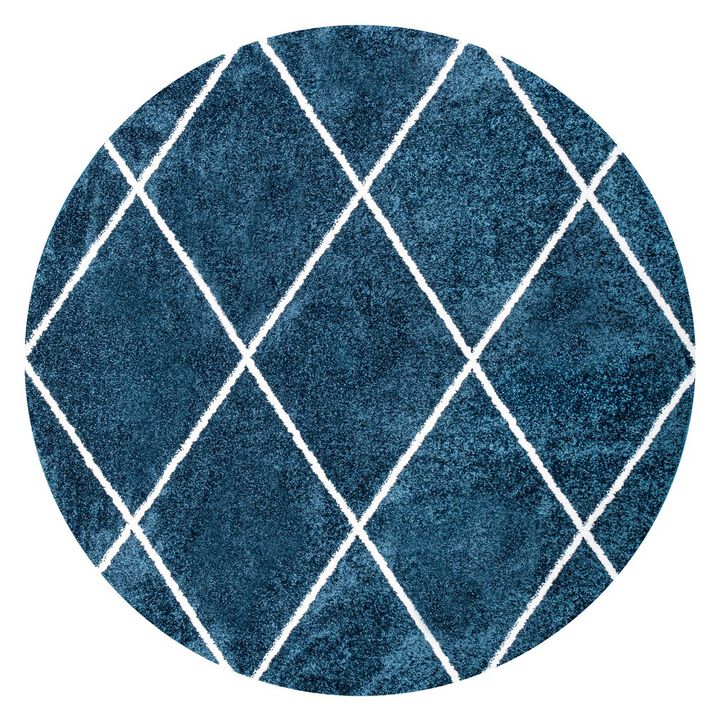 Cole Minimalist Diamond Trellis Round Area Rug