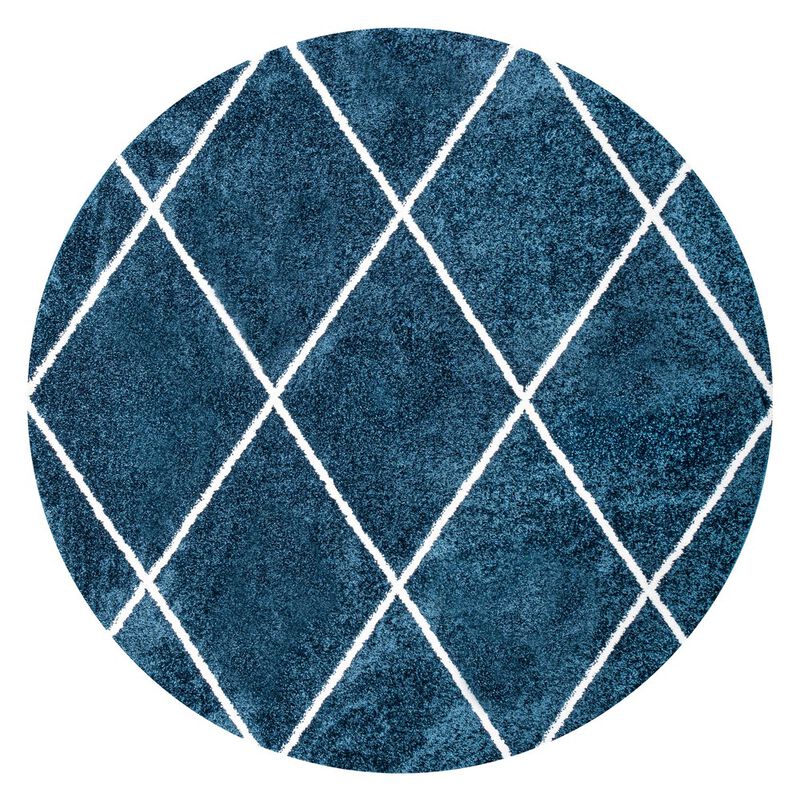 Cole Minimalist Diamond Trellis Round Area Rug