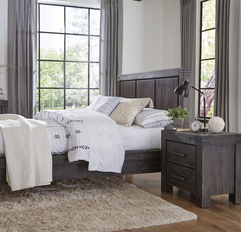 Meadow Solid Wood Two Drawer Nightstand in Graphite