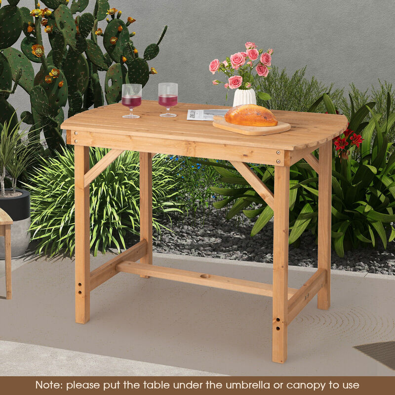 Outdoor Fir Wood Dining Table with Umbrella Hole