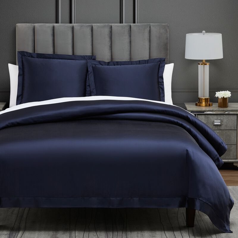 High Shine Navy King Duvet Cover Set image number 0