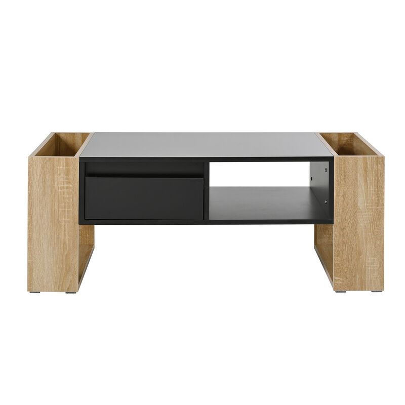 Merax High Glossy Coffee Table with 2 Drawers