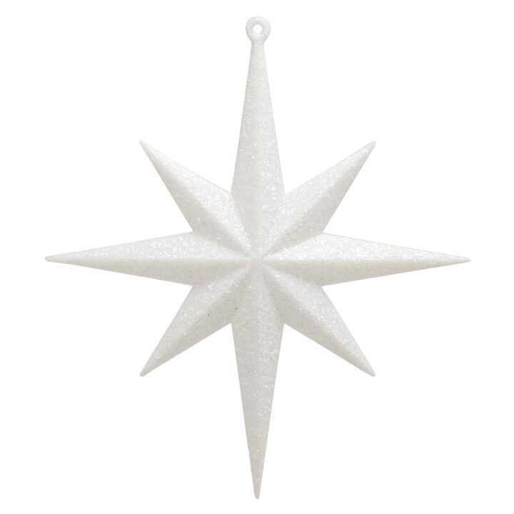 Vickerman 8" White Iridescent Glitter Bethlehem Star Christmas Ornament, 4 per Box