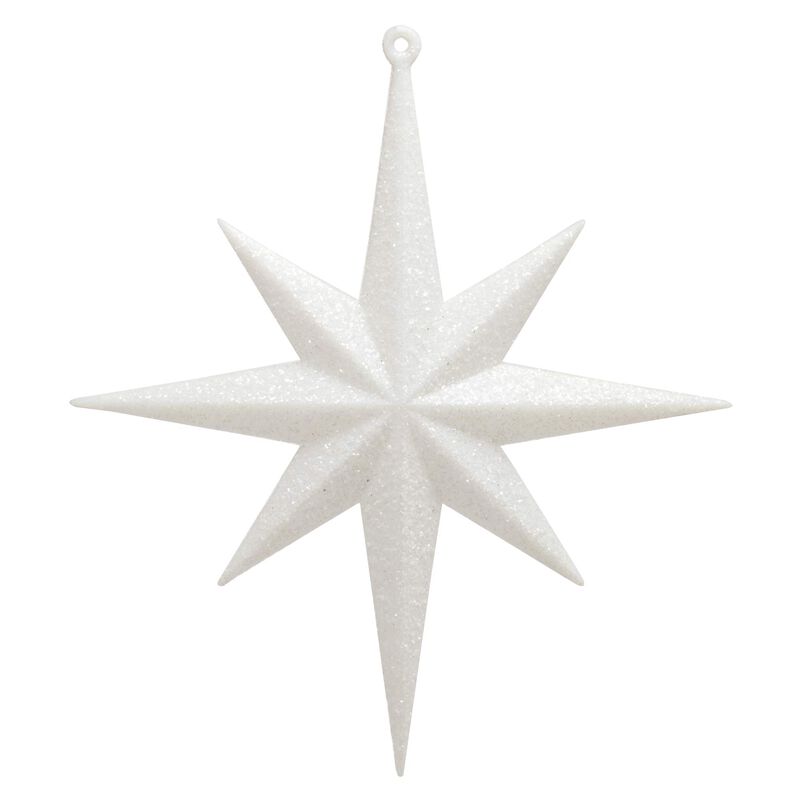 Vickerman 8" White Iridescent Glitter Bethlehem Star Christmas Ornament, 4 per Box image number 0