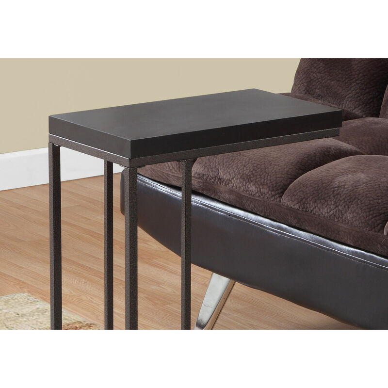 Monarch Specialties I 3088 Accent Table, C-shaped, End, Side, Snack, Living Room, Bedroom, Metal, Laminate, Brown, Contemporary, Modern