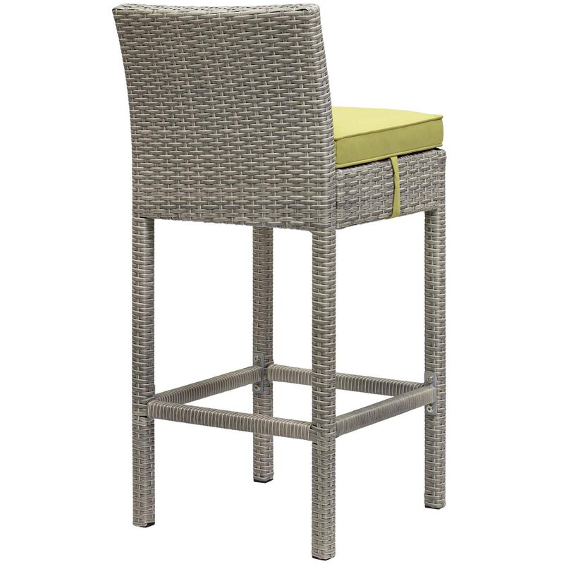 Modway EEI-3604-LGR-PER Conduit Outdoor Patio Wicker Rattan Bar Stools, Set of 2, Light Gray Peridot image number 3